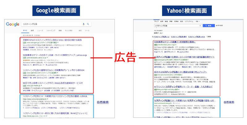 Google・Yahoo検索画面
